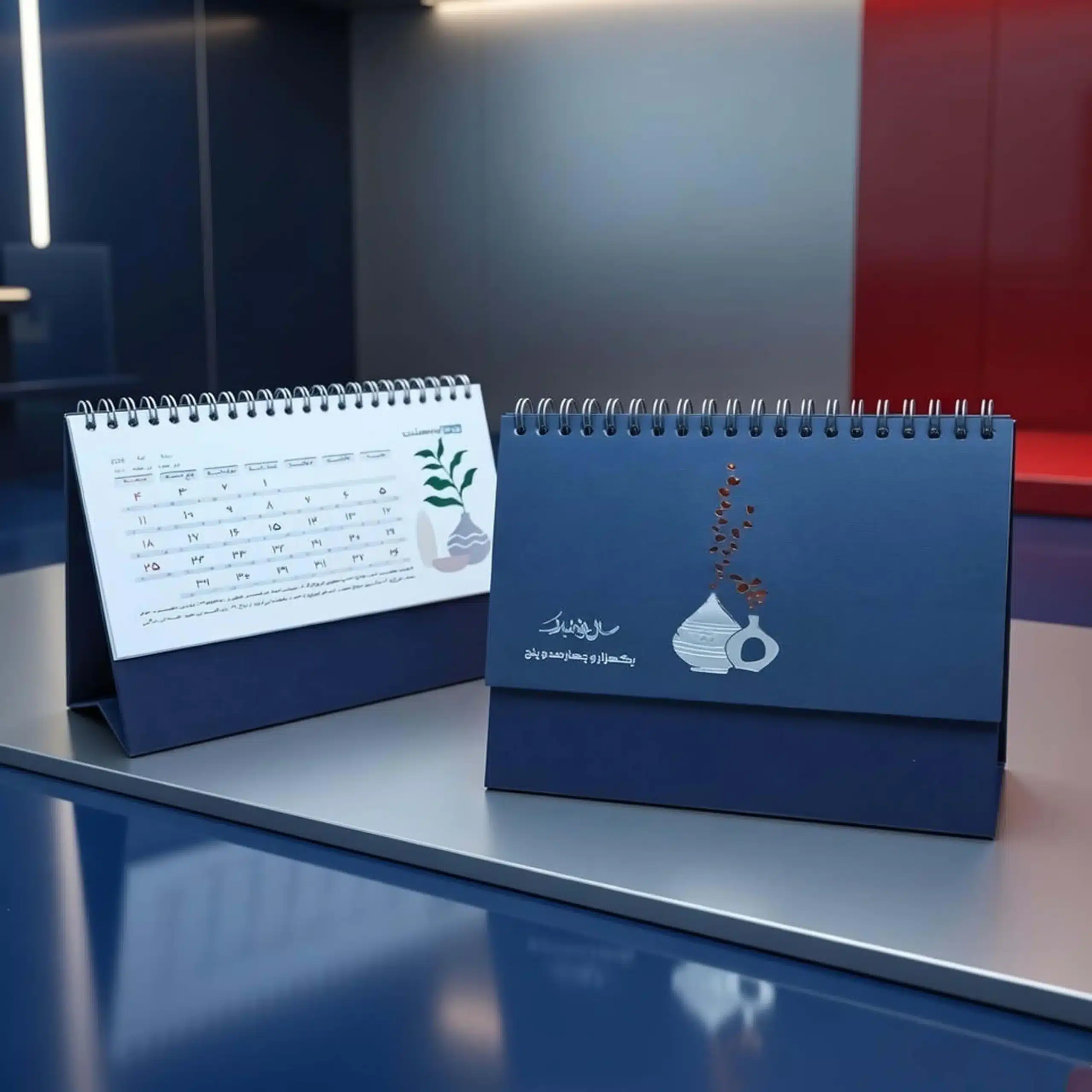 نمای جزئیات تقویم رومیزی آبگینه عمودی