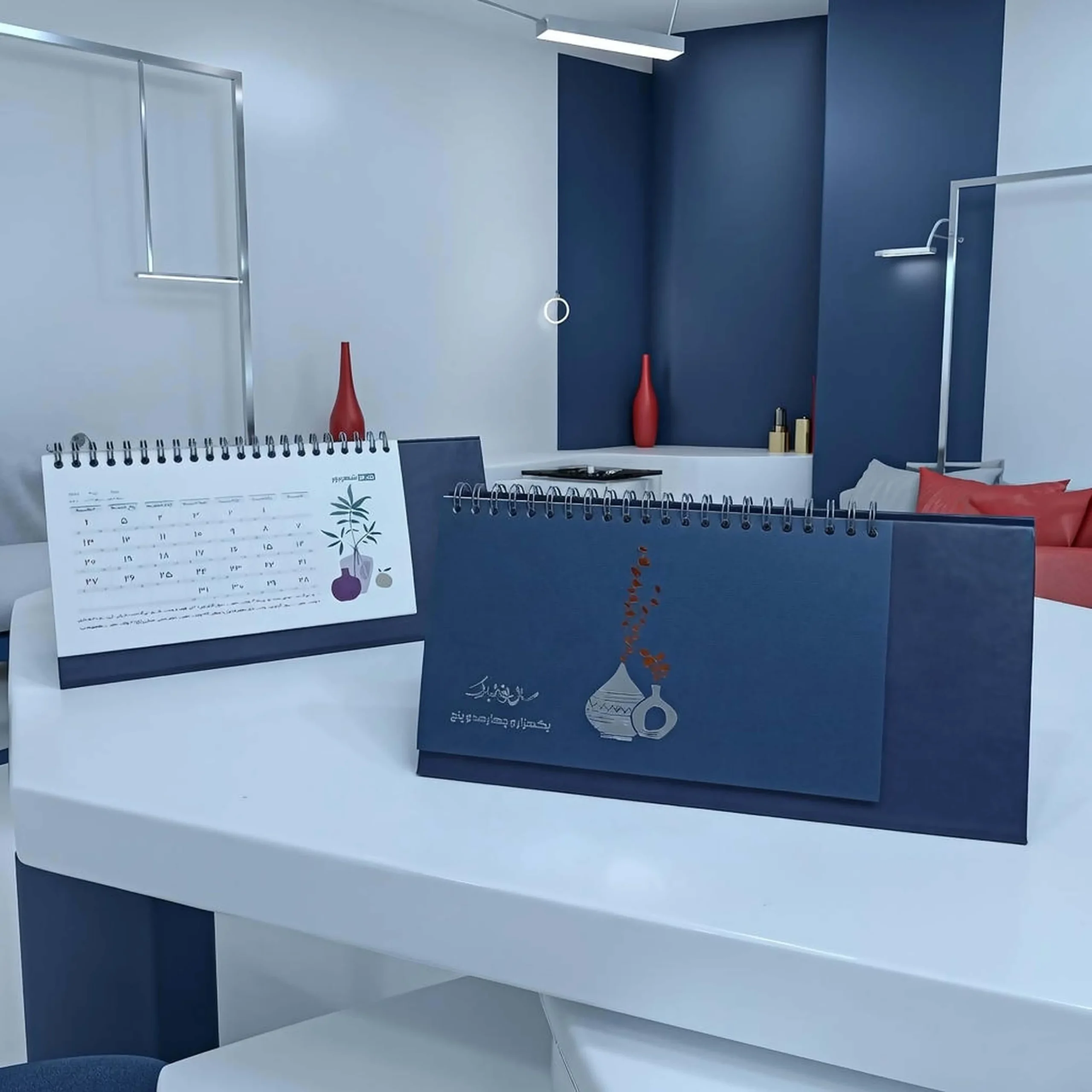 جزئیات تقویم رومیزی آبگینه افقی